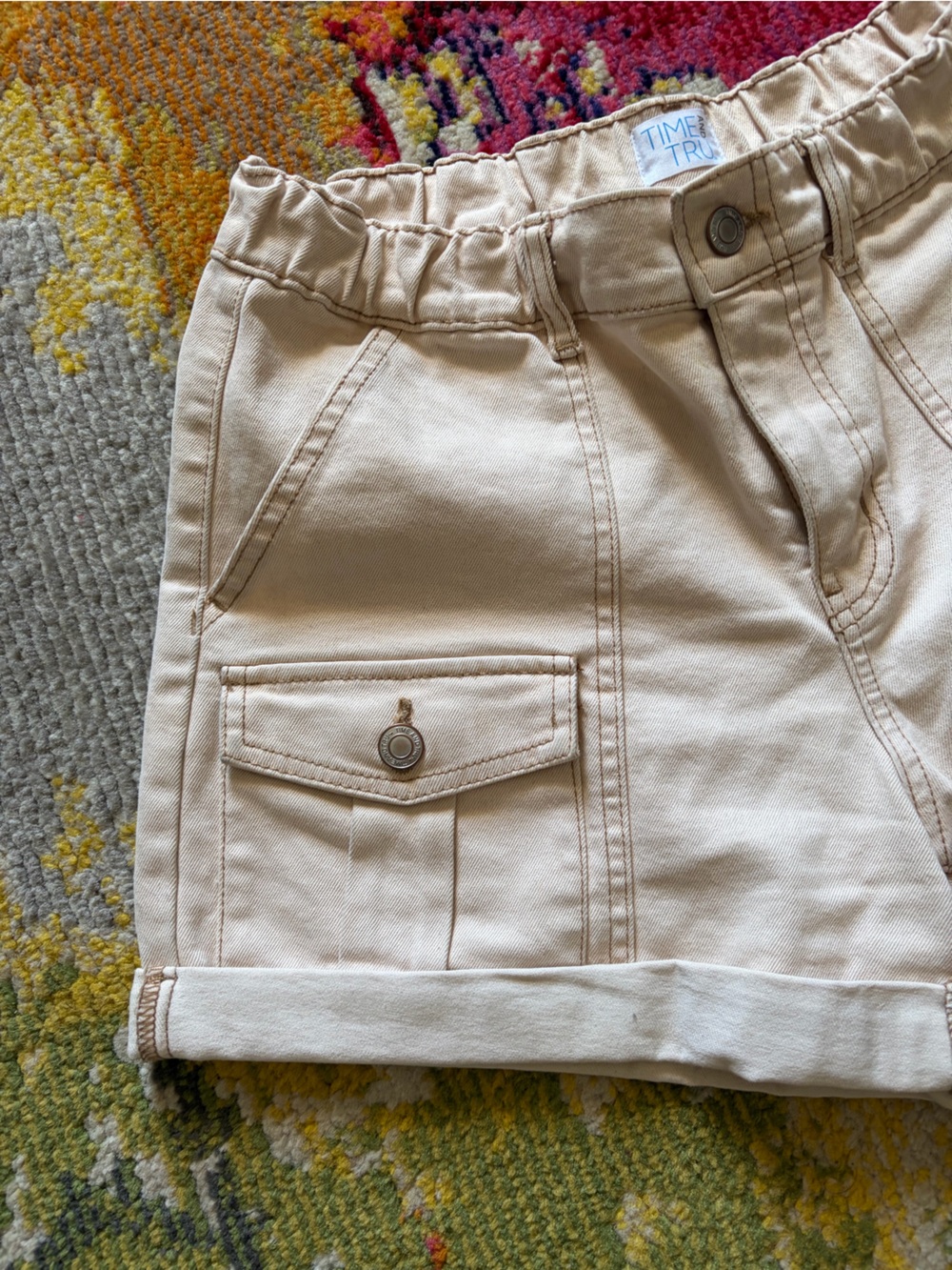 ❌SOLD DONT BUY❌ Time and Tru High-Waist Tan Paperbag Shorts - Picture 5 of 5
